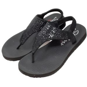 Skechers Yoga Foam women's black sparkly Sling back sandals, sz 7